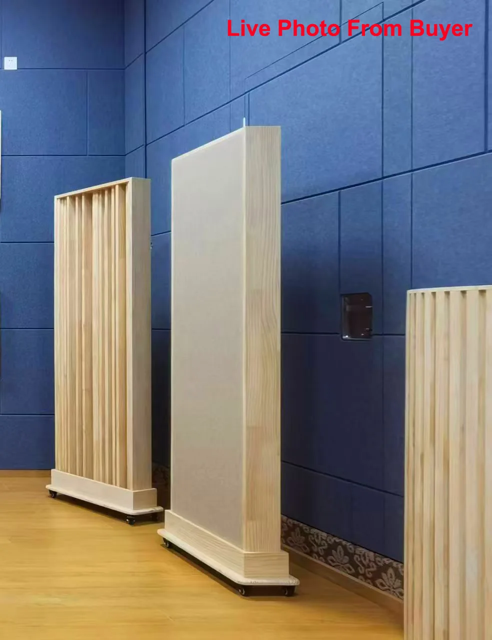 120x54x15cm Movable Wooden Acoustic Wall Panel with Support Bracket Japan/Korea Style for Home Theater/Studio Sound Diffusion