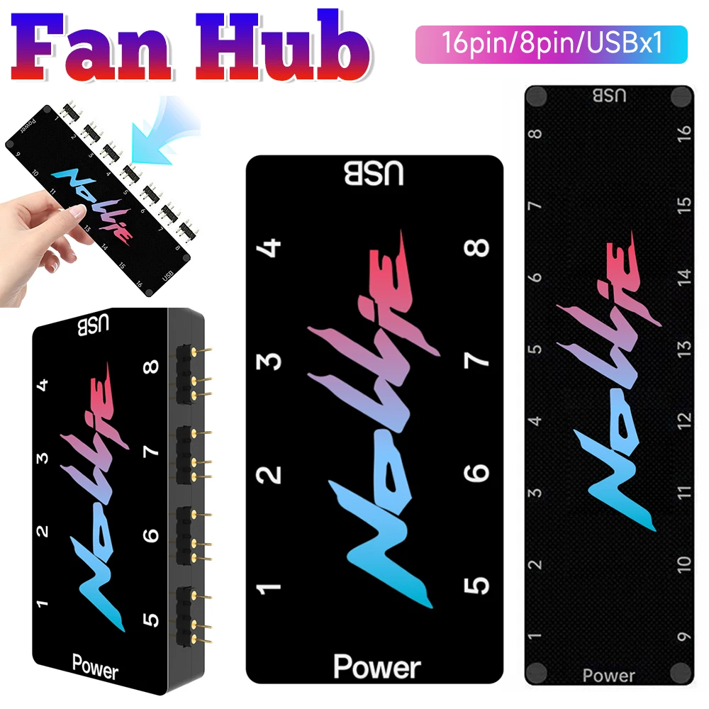 Nollie SignalRGB 8/16 Way Addressable ARGB Splitter Universal 5V 3PIN ARGB Asynchronous Controller HUB For Computer PC Case Fan