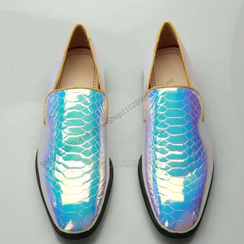 

Two Colors Snakeskin Print Loafers Fashion Comfort Slip On Men Shoes Novel Handmade Party Feast Banquet Office Men Casual Shoes
