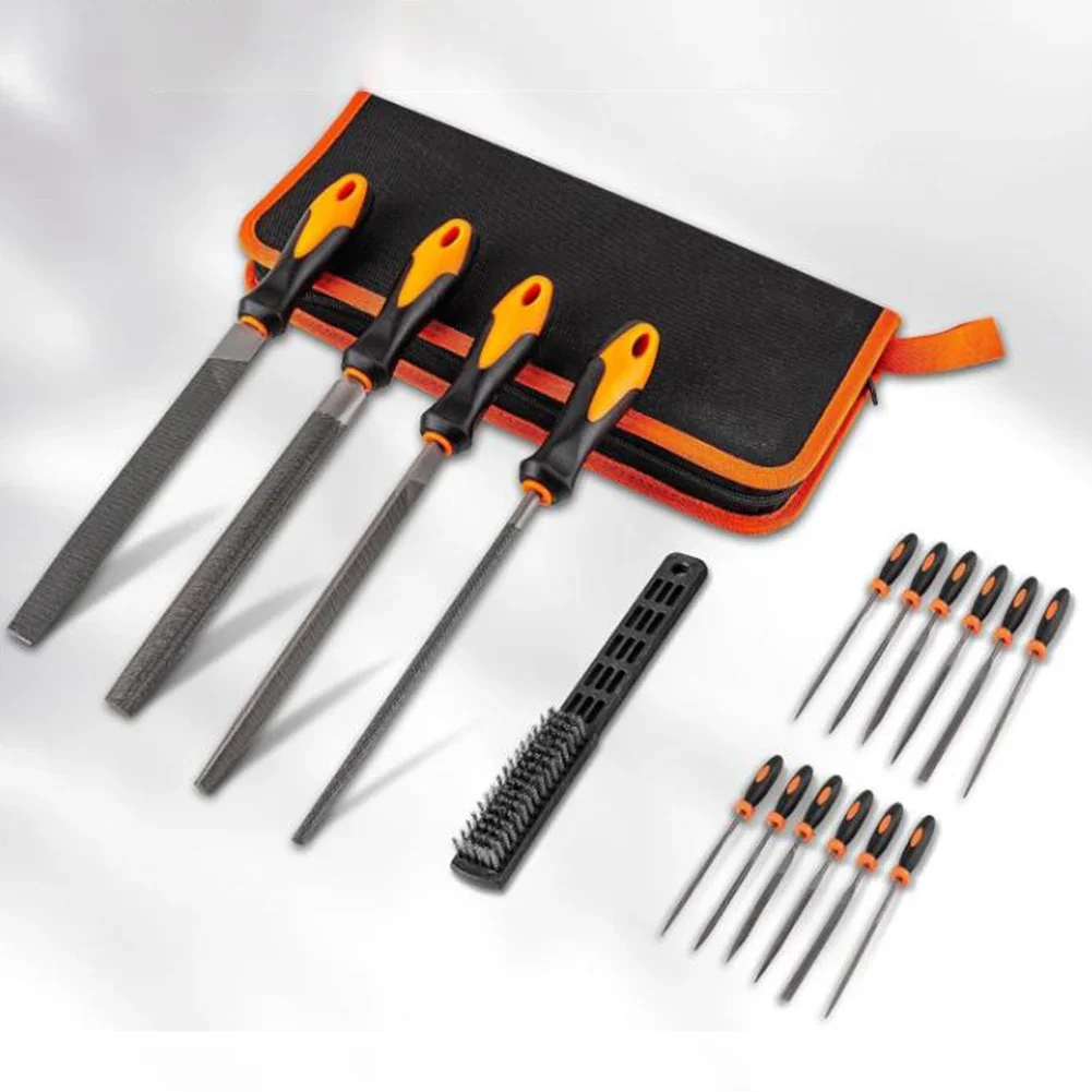 16、17、18、19、または20種類の金属やすりが入った精密やすり工具バッグ。金属加工、木工、一般やすり作業用。