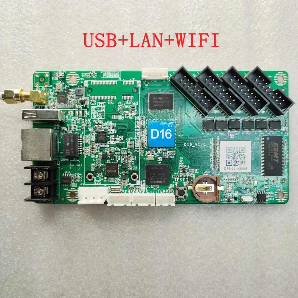 HD-D16 Mobile Phone WiF Control Board 4xHUB75E Support Max 65,536 Pixels LED Display Screen Pixel Display USB Port Motherboard