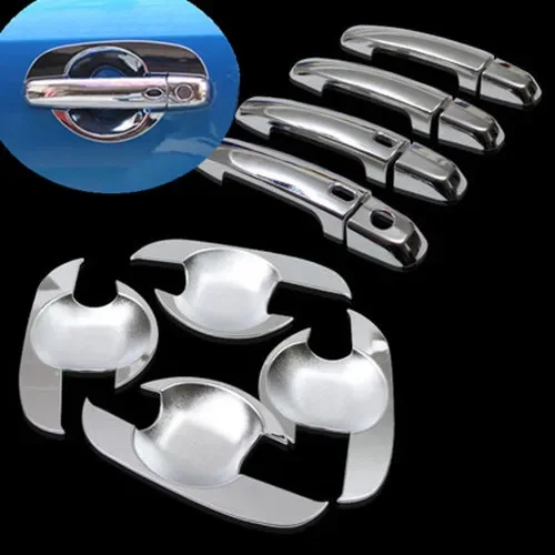 FUNDUOO For Suzuki SX4 2006 - 2014 Chrome Door Handle Cover + Cup Bowl Cover Trim Sticker smart keyhole