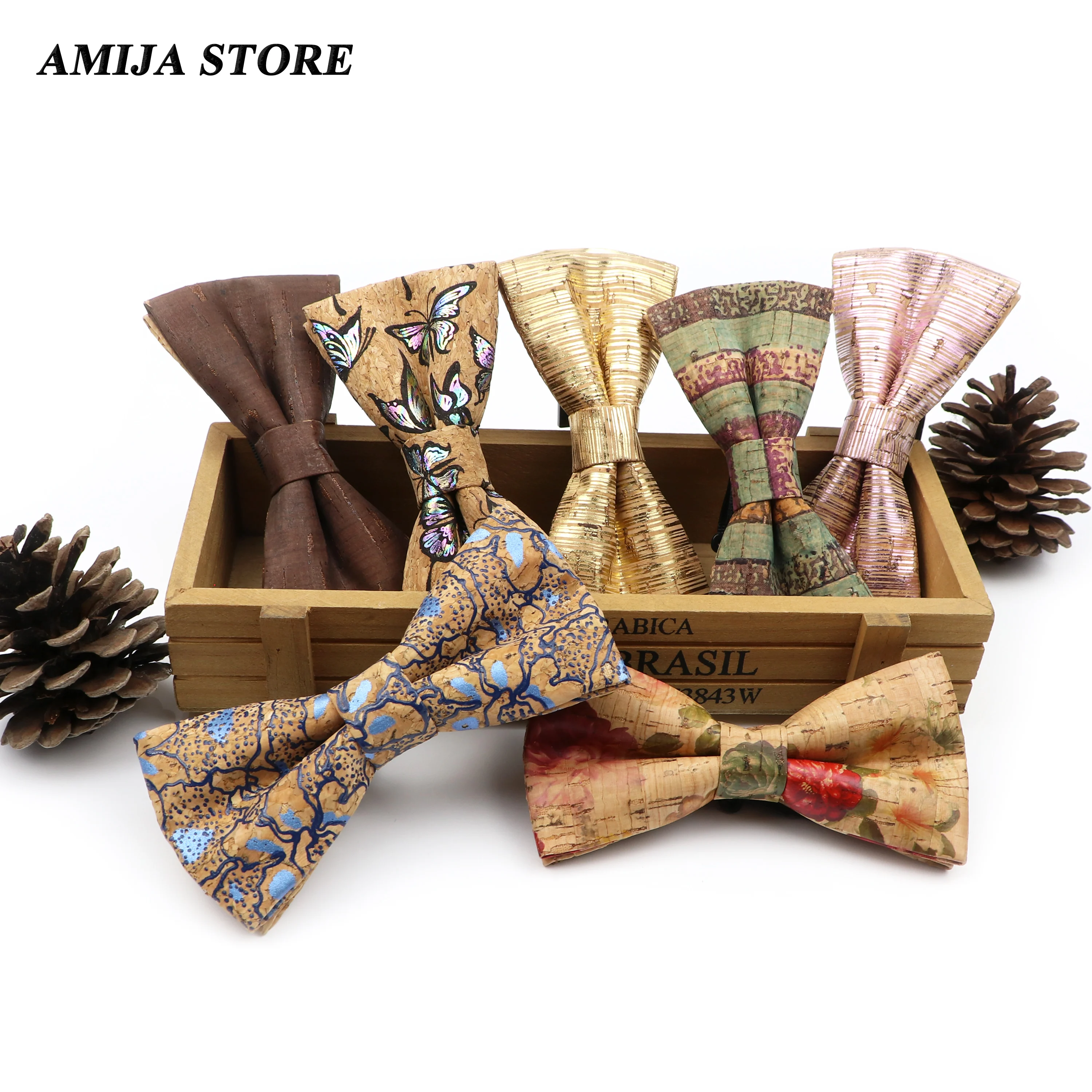 Novel Wooden Bow Tie For Man Women Cork Bowknot Retro Wood Handmade Bowties Daily Party Wedding Accessories Butterfly Wholesale