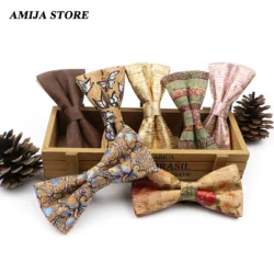 Novel Wooden Bow Tie For Man Women Cork Bowknot Retro Wood Handmade Bowties Daily Party Wedding Accessories Butterfly Wholesale