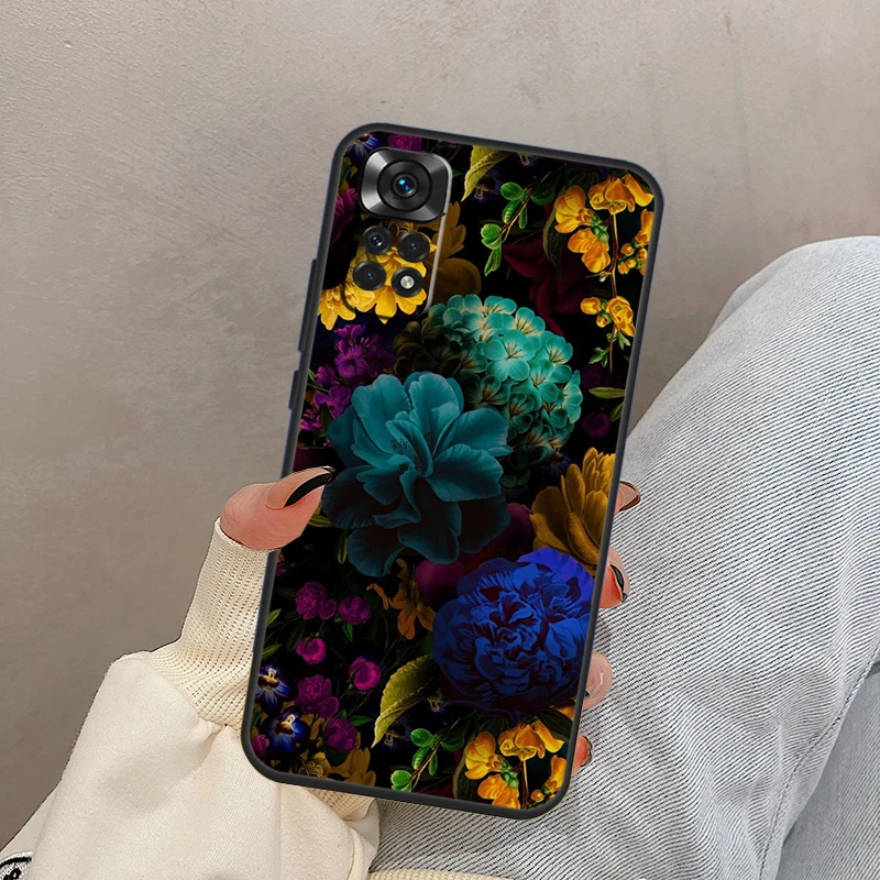 Midnight Garden Moody florals For Xiaomi Redmi Note 12 Pro Plus Case Redmi Note 10 9 8 11 Pro 11S 10S 9C 12C 10C Cover