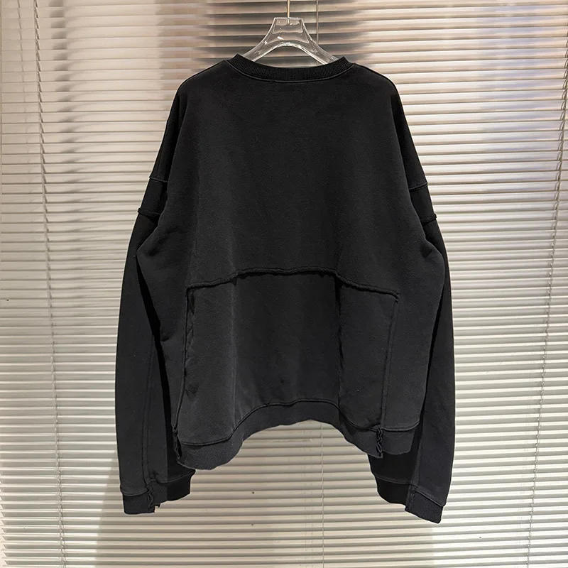 الخريف الشتاء 100% القطن خمر غسلها الأسود سستة سترات للعبة البيسبول الرجال النساء الجوف خطابات شعار طباعة مارتين روز معطف