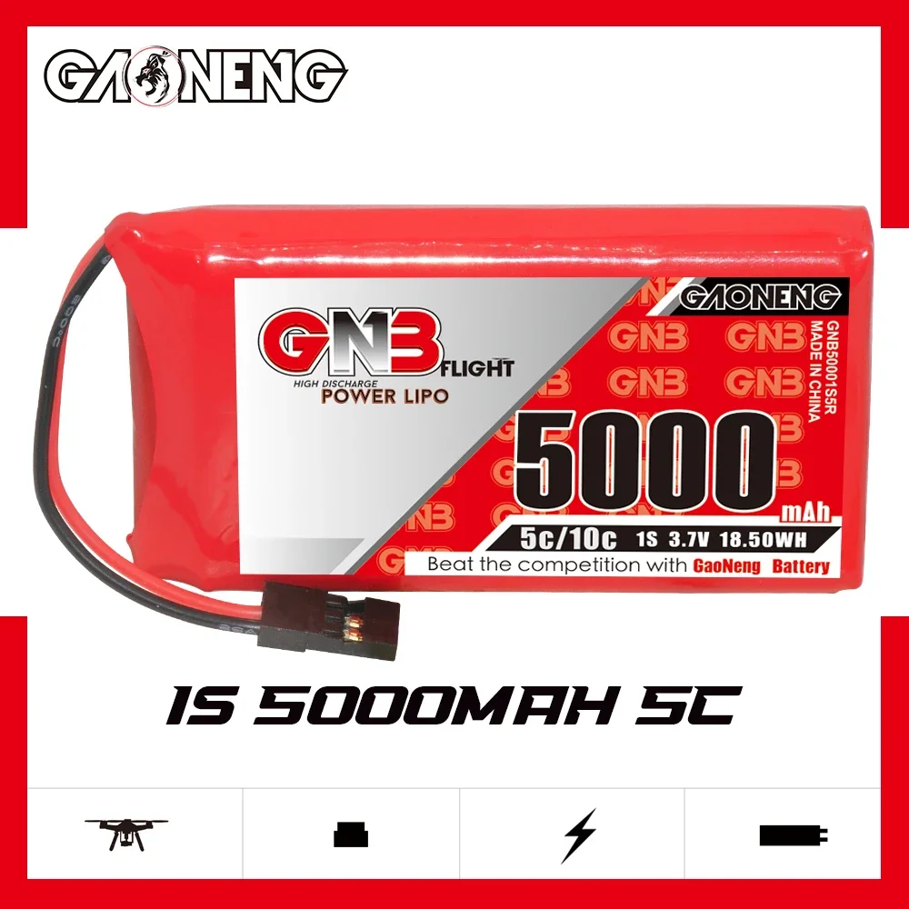 

Аккумулятор GAONENG GNB 5000 мАч 1S 5C 10C 3,7 в JR LiPo для приемника передатчика Sanwa M17