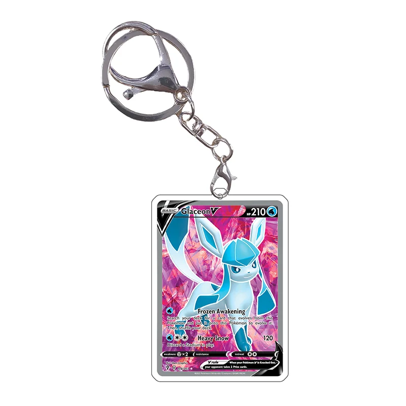 Pokemon Card Style Keychain Sylveon Umbreon Leafeon Flareon SWSH7 Evs Anime Game Characters Self Made Acrylic Pendant Decoration