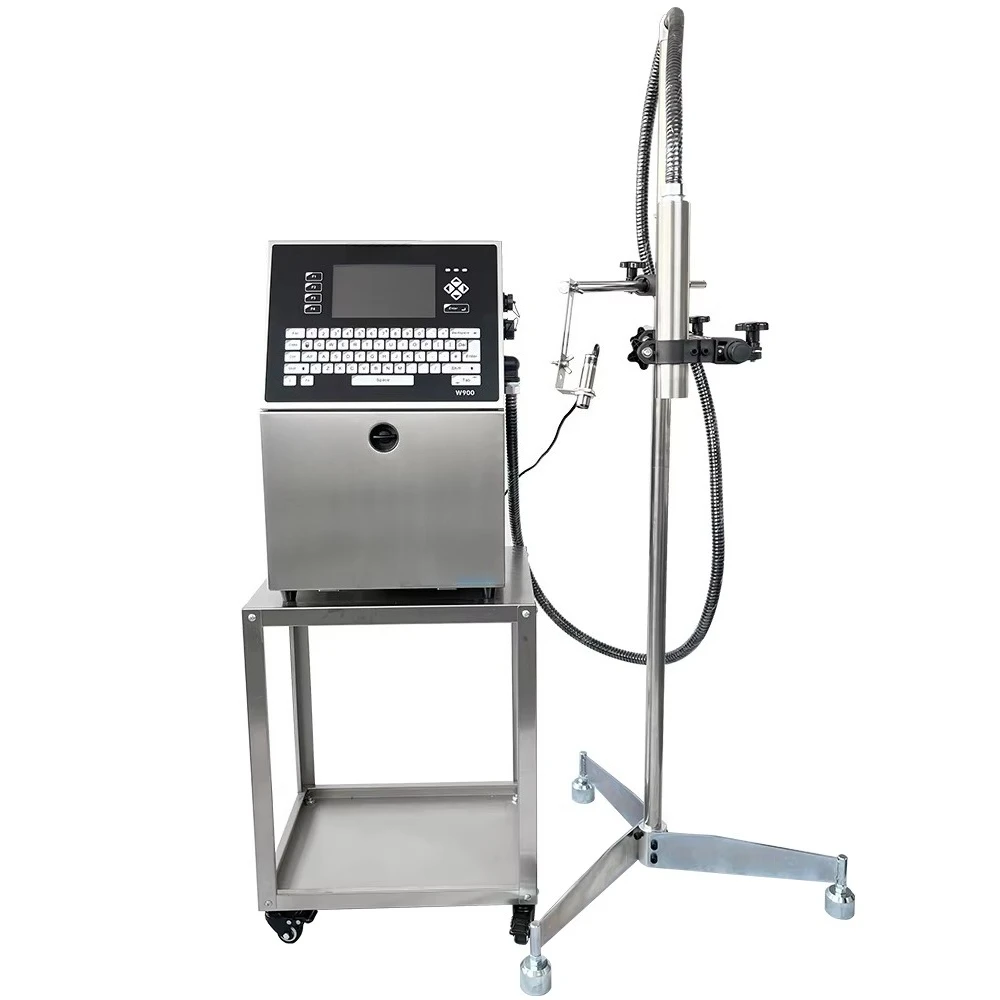 Industrial White Automatic Control Date Batch Code Glass Metal Plastic PE PVC Paper Wood Rubber Inkjet Printer