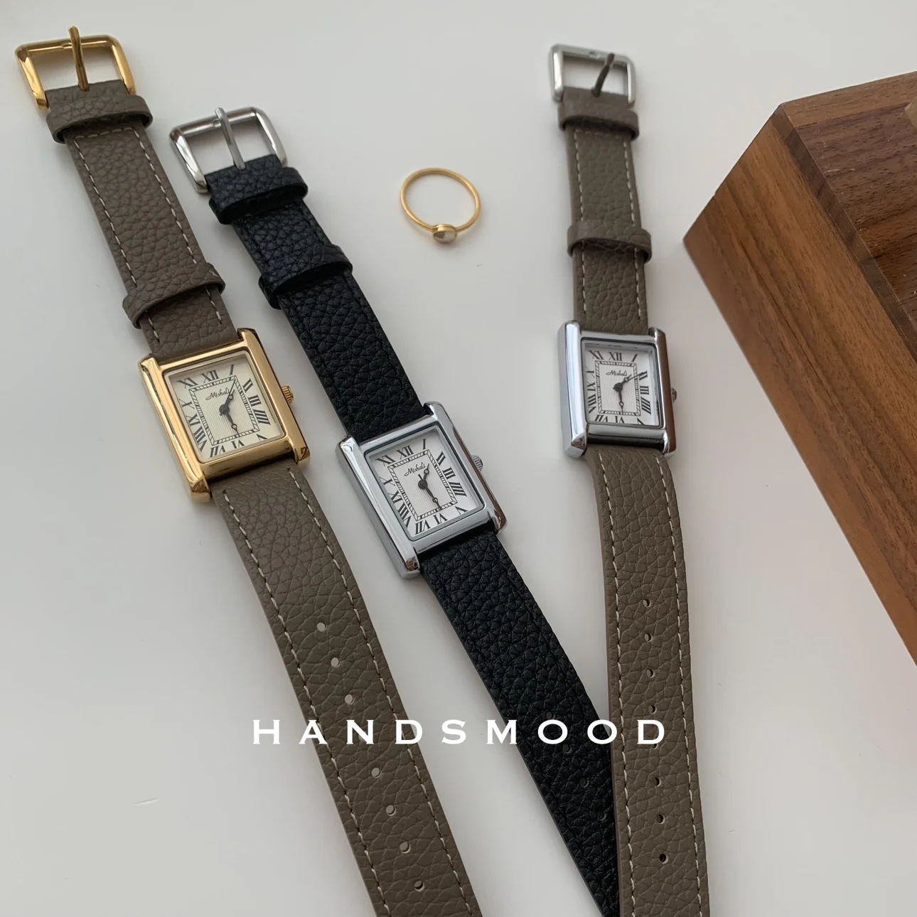 Koreansimple fashionretro casual versatile temperament belt square quartzwatch for women ladies highend watch ladies accessories