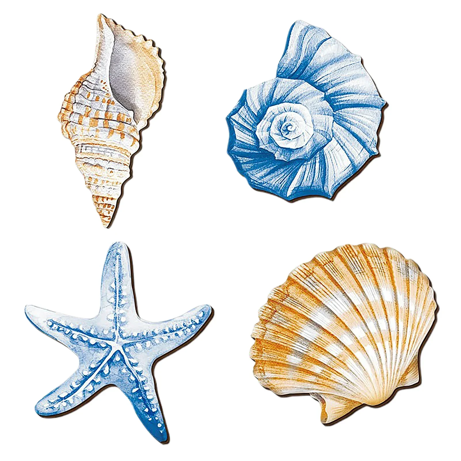 

Seashell and Starfish Marine-Themed Wooden Wall Ornament Wall Hangings Coastal Wall Decoration for Home Living Room