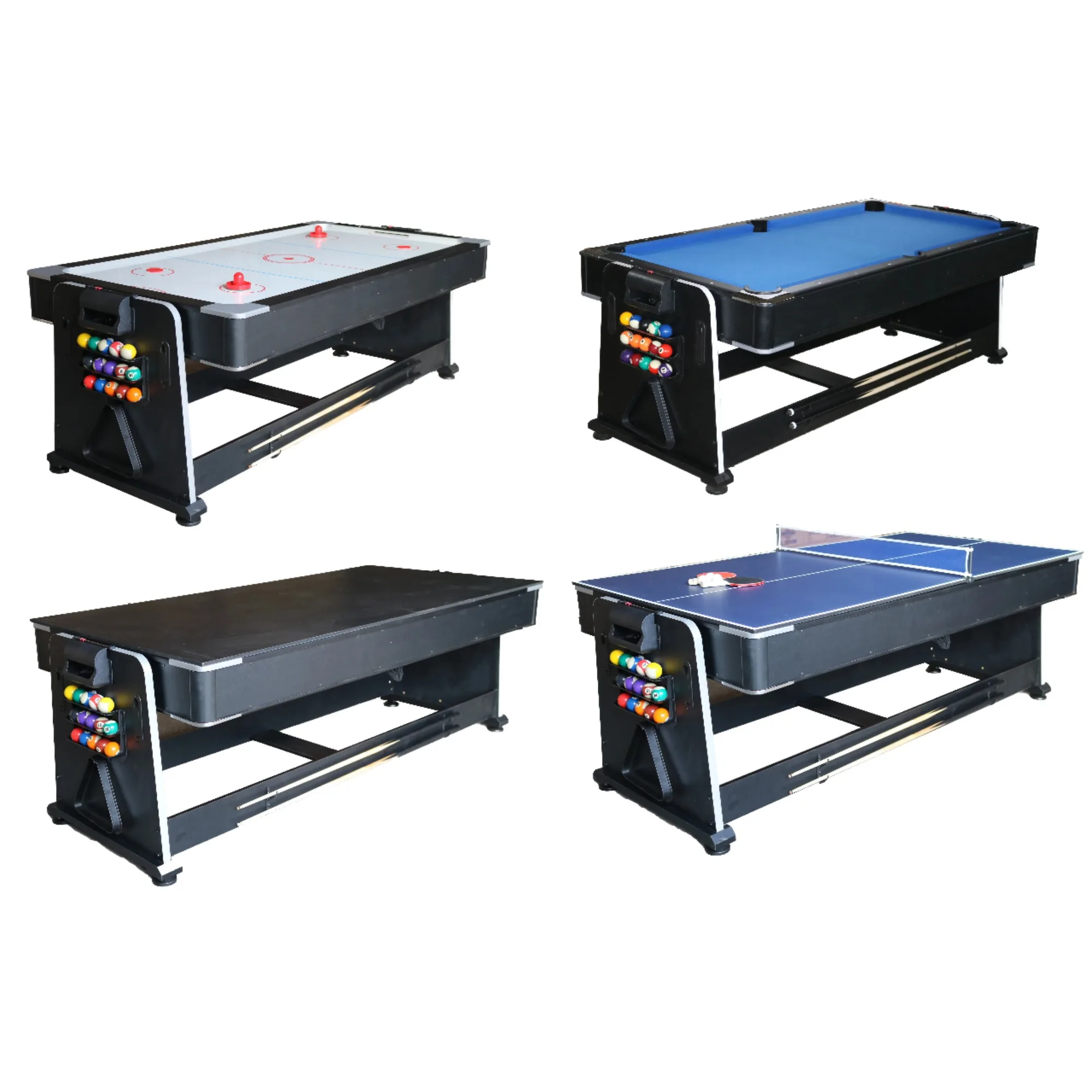 

Wholesale Modern 7ft 4-in-1 Game Table Hot-Selling Indoor Sports Equipment Includes Pool Air Hockey Wood Slate Billiard MDF PVC
