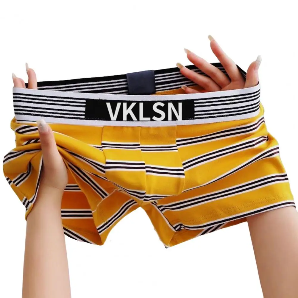 Supportive Men Underwear Men's Mid-rise U-convex Striped Boxer Shorts Breathable Smooth Lines Underwear for Comfort Style Slim