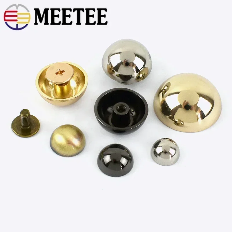 20/50Pcs Meetee 8-20mm Mashroom Head Rivet Screw Bags Hardware Handbag Studs Button Nail Spikes Metal Buckles DIY Leather Craft