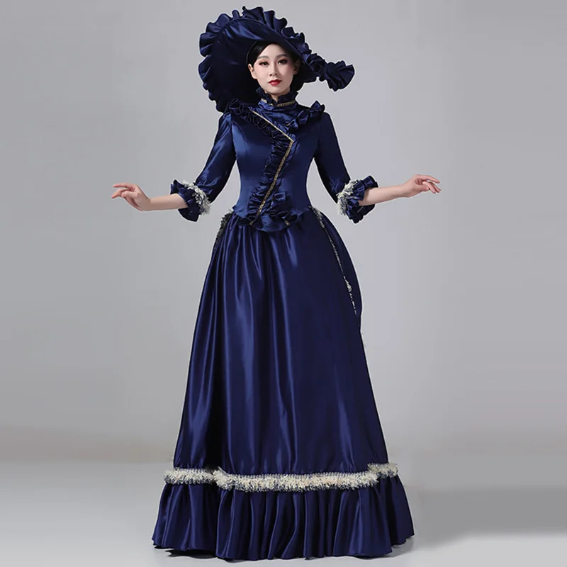 19th Century Women Navy Blue and Champagne Victorian Bustle Dress Historical Costume - AliExpress 200000345 19th Century Women Navy Blue and Champagne Victorian Bustle Dress Historical Costume - AliExpress 200000345