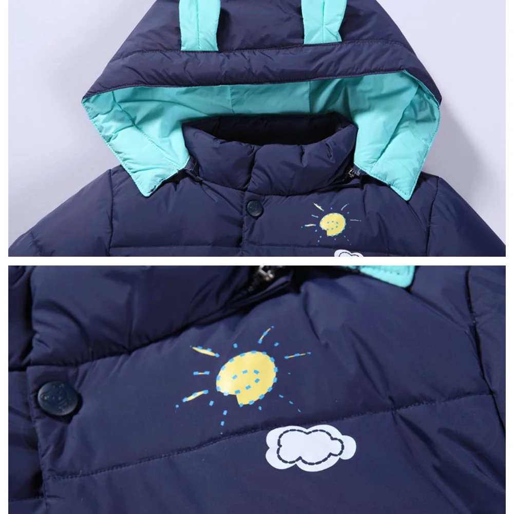 Kids White Duck Down Skiing Suits Winter Puffer Jacket with Hooded Snow Pants Set 2-Piece Babies Snowsuit Children's Skisuit