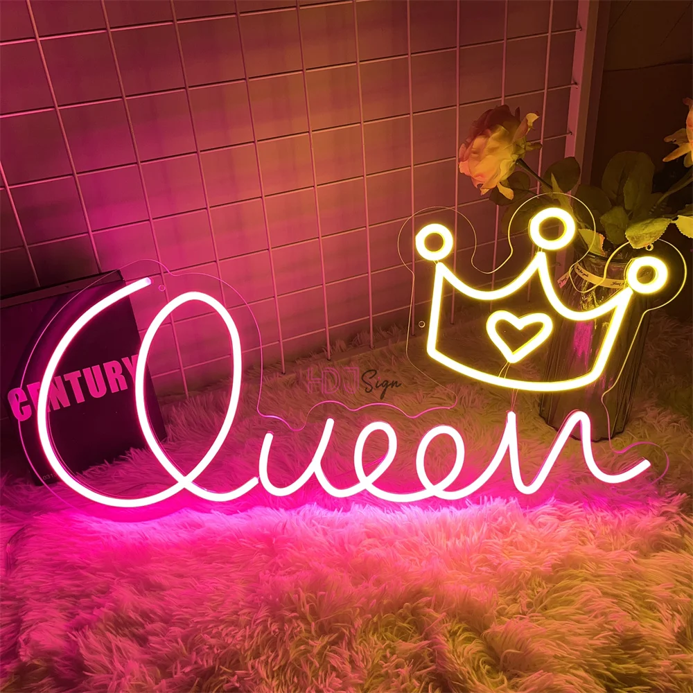 

Crown Neon Sign LED Wall Hanging Room Wall Decor Led Queen Neon Sign Lights Lamps Girls Home Bedroom Wedding Party Decoration