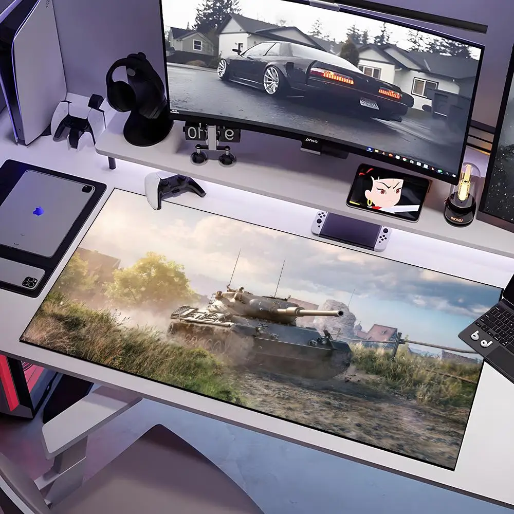لوحة ماوس W-World Of Tanks كبيرة مضادة للانزلاق من المطاط للألعاب، وسادة مكتب متينة بحافة سميكة مناسبة للمكتب والألعاب #3