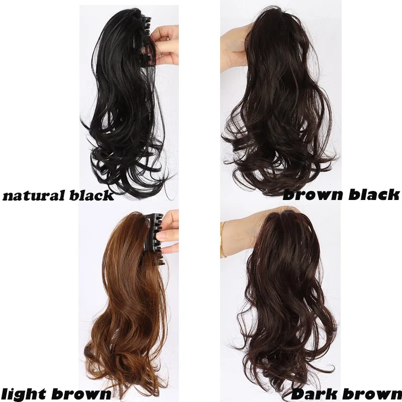 Synthetic Claw Clip Ponytail Hair Extension 14Inch Heat Resistant Synthetic Ponytails Claw Wavy Clip in Hairpiece For Women