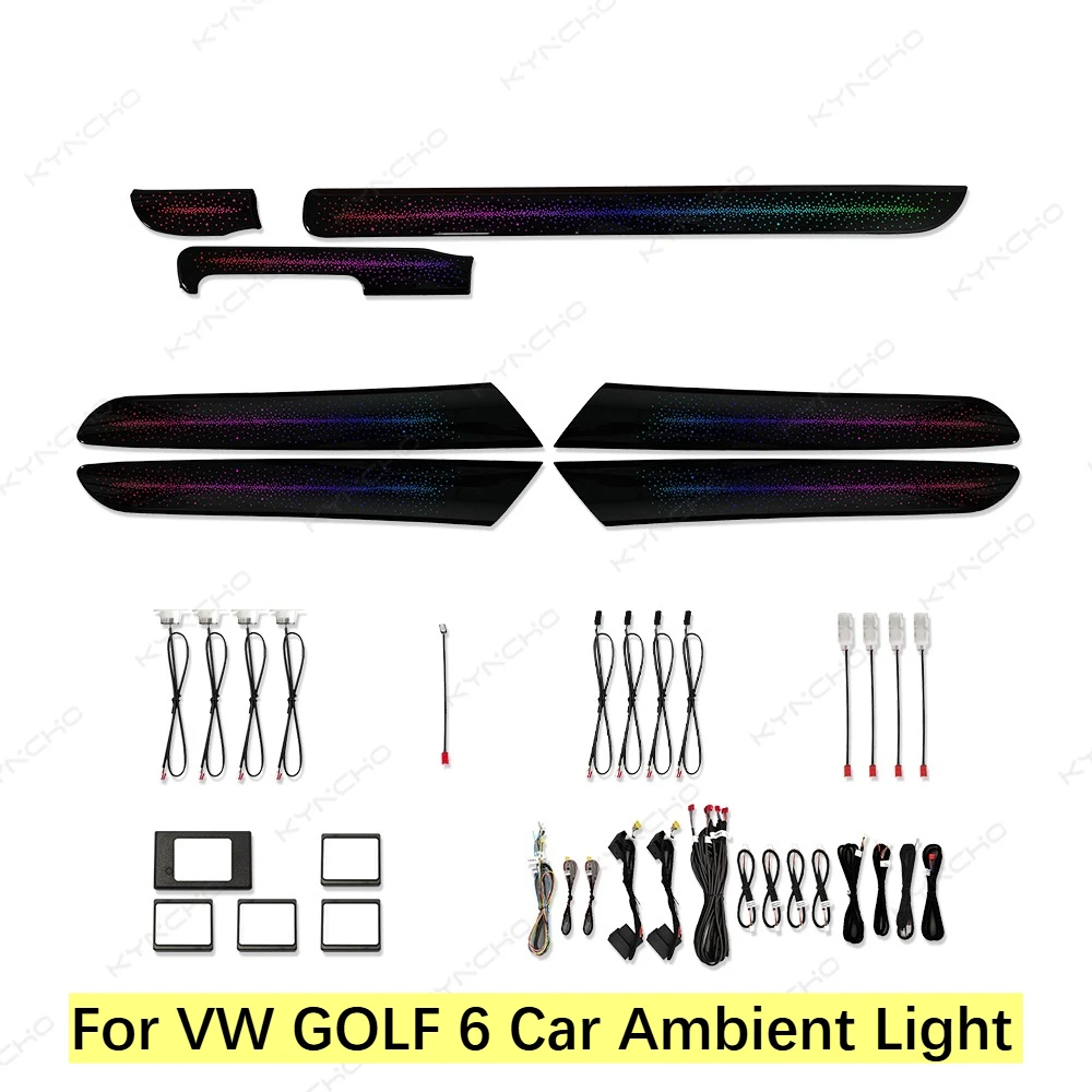 KYNCHO Für Volkswagen Golf 6 Auto-Ambientelicht LED Symphony 64 Farben Fließende Intelligente Beleuchtungslampe Automobil-Ambientbeleuchtung