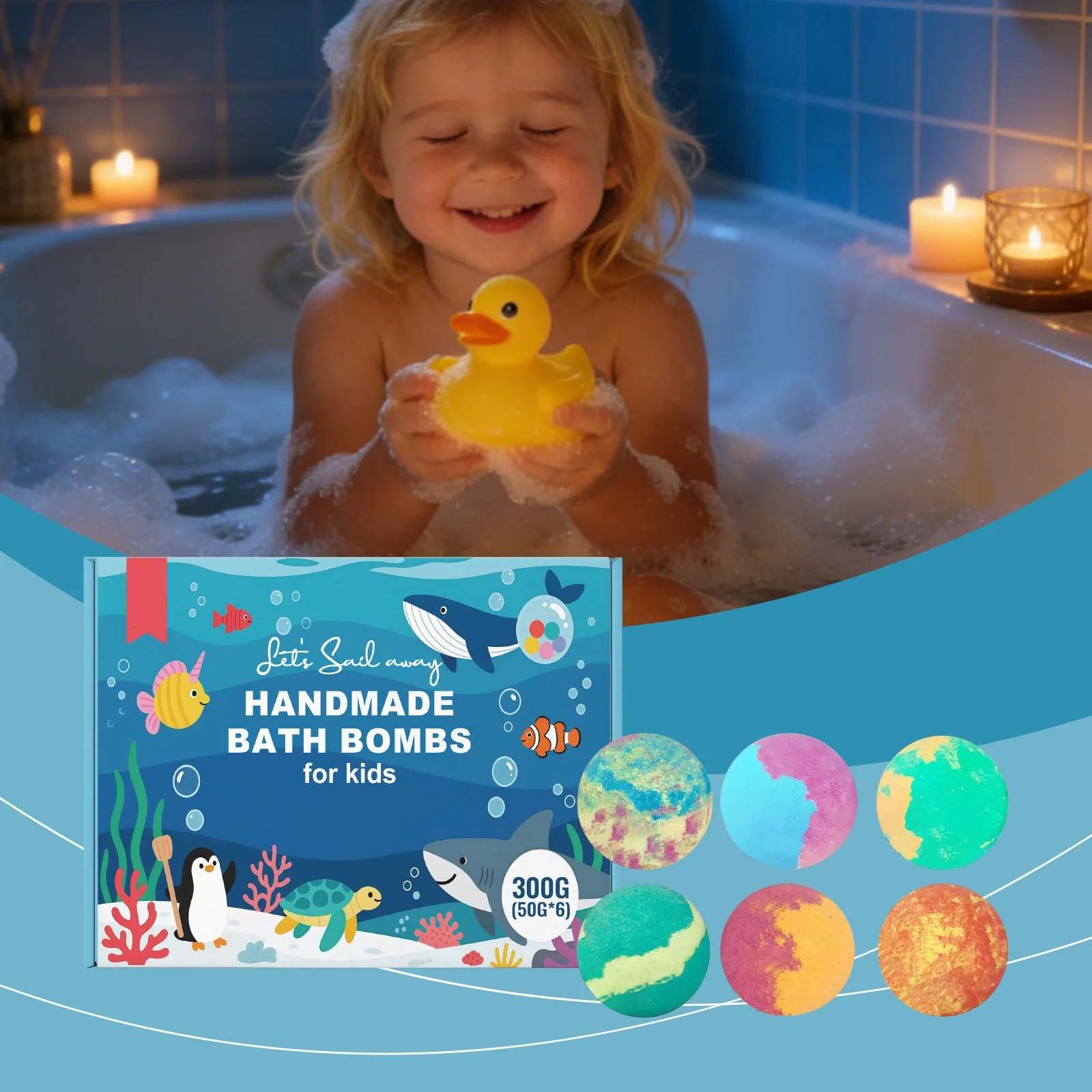 

Ocean Theme Toy Bath Bomb Set, Gentle Care for Delicate Body Skin, Daily Moisturizing Cleansing & Playful Fun Care