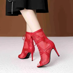 New Sexy Women Heels Soft Ladies Shoes Ballroom Suede Sole Customizable Street Sexy Red Stilettos Booties