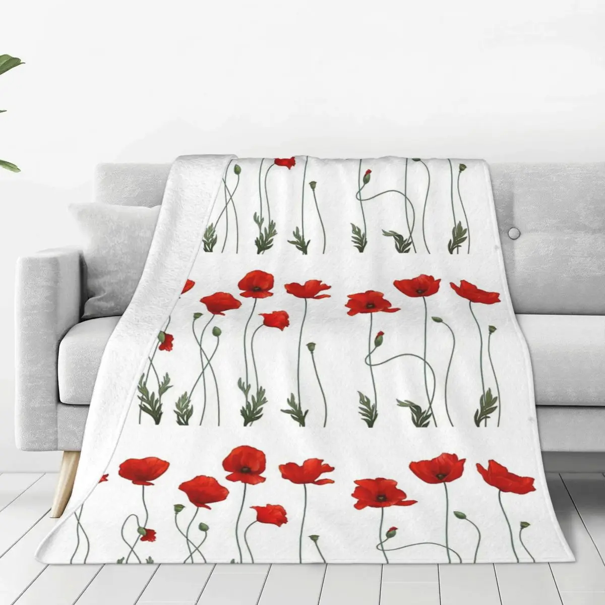 Poppy Stems Blanket Fleece Breathable Sofa Throw Blankets For Couch Bedding Outdoor Throws Bedspread Quilt