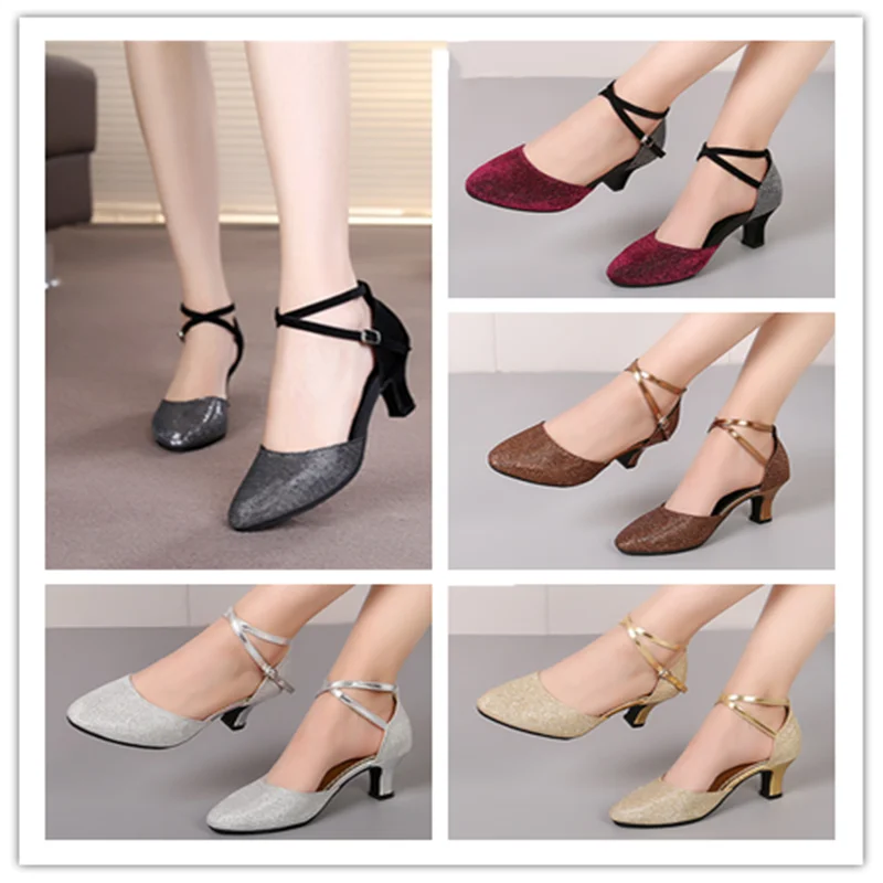 Ballroom Dancing Shoes For Women Latin Dance Shoes Lady Closed Toe Salsa Shoes Low Heels Zapatos Baile Latino Mujer 3.5cm/5.5cm