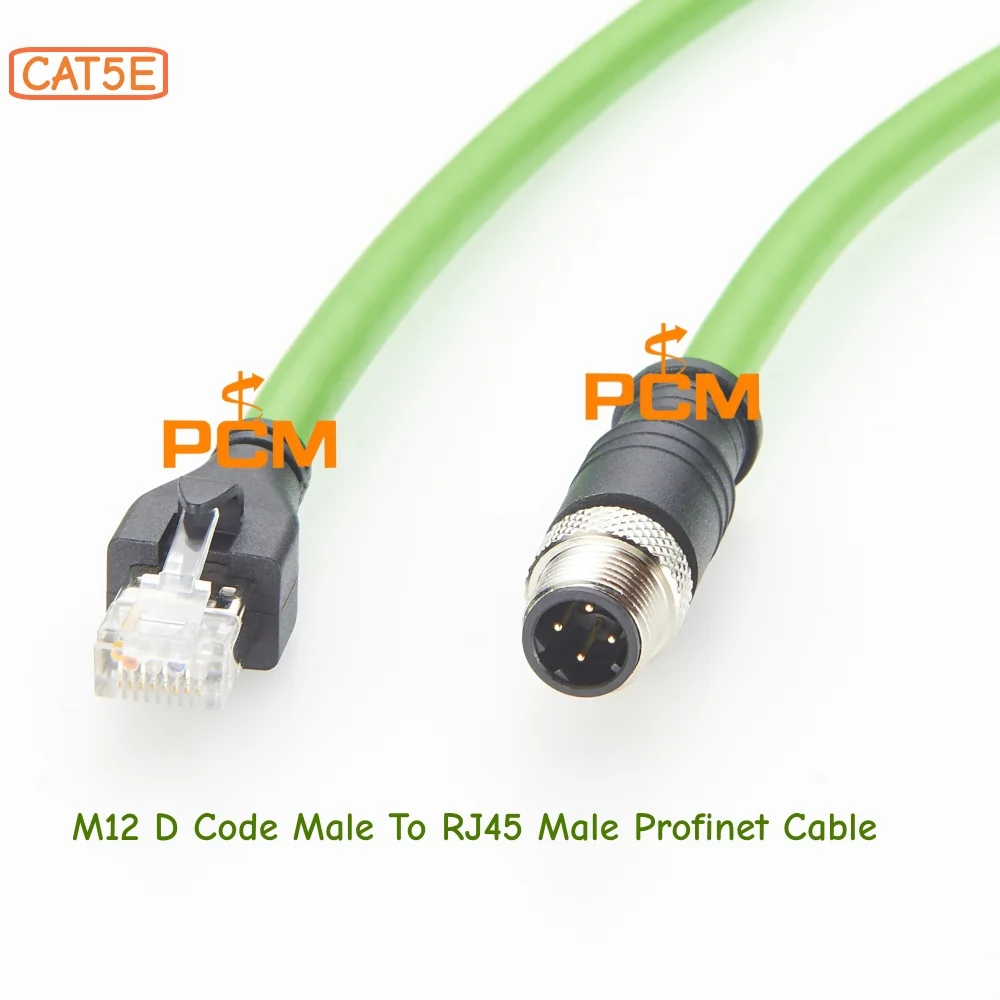 M12 Profinet Industrial Ethernet Cable M12 D Code 4Pin Male to RJ45 Male CAT5E Shielded Network Cable IP67 Waterproof
