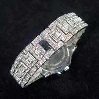 New Luxury Diamond Watch for Men Fashion Silver Stainless Steel Quartz Watches Hip Hop Bling Jewelry Date Day Clock Dropshipping - Image 6