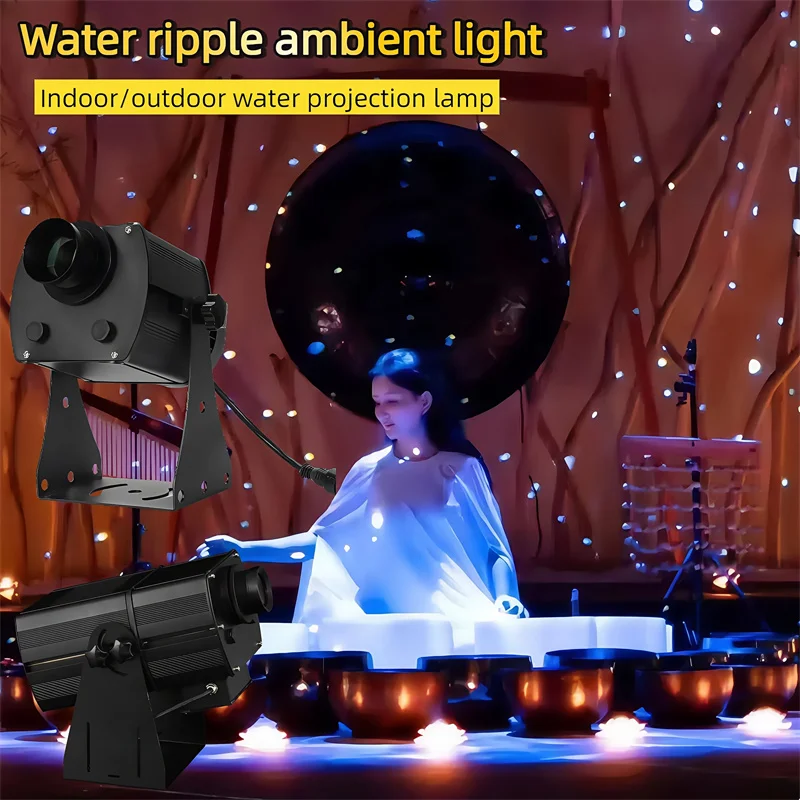200W LED 3D Dynamic Projection Ripple Light Rotating Wave Atmosphere Lamp Five Color Rotation for Garden Landscape Lightings