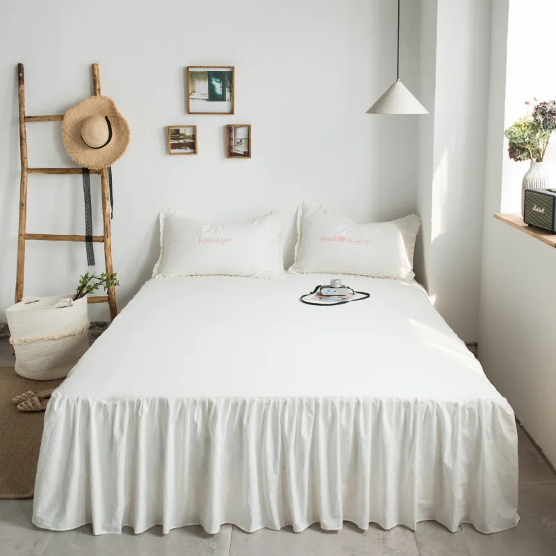 48X74cm White/Pink/Gray 100% Washed Cotton Embroidery honey good night Letter Pillowcase Ruffle Pillow Cover Bedroom Pillow Case