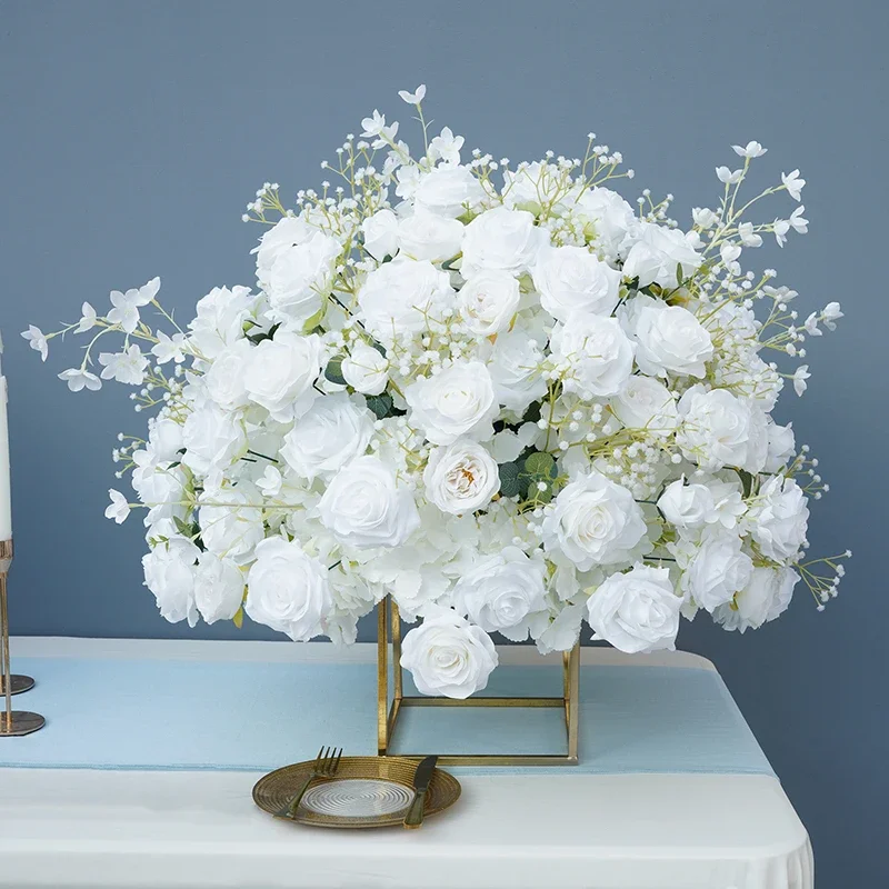 

Artificial White Rose Flower Ball 30-80cm Baby's Breath Wedding Table Centerpiece Decorative Props for Parties And Background