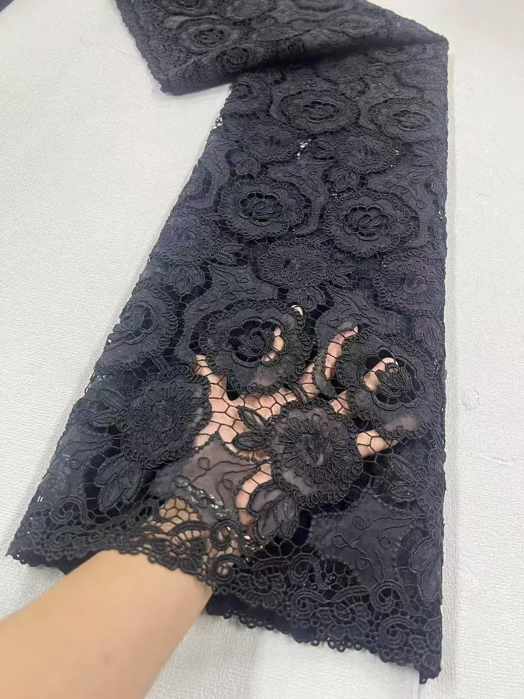 قماش دانتيل مطرز نيجيري، أفريقي، أحدث، كتان، فستان زفاف، تول، أقمشة قطنية بالمتر، جودة عالية، 2025,5 ياردة