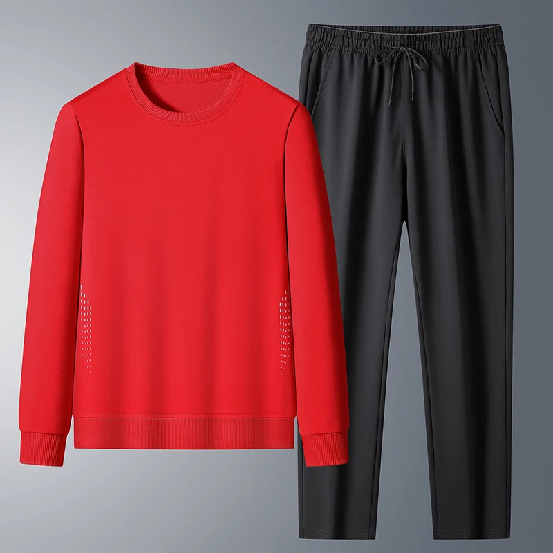 

Spring Autumn Men Outdoor Trendy Versatile Set Outdoor Running Fitness Windproof Breathable Long Sleeve Long Pants Two Piece Set