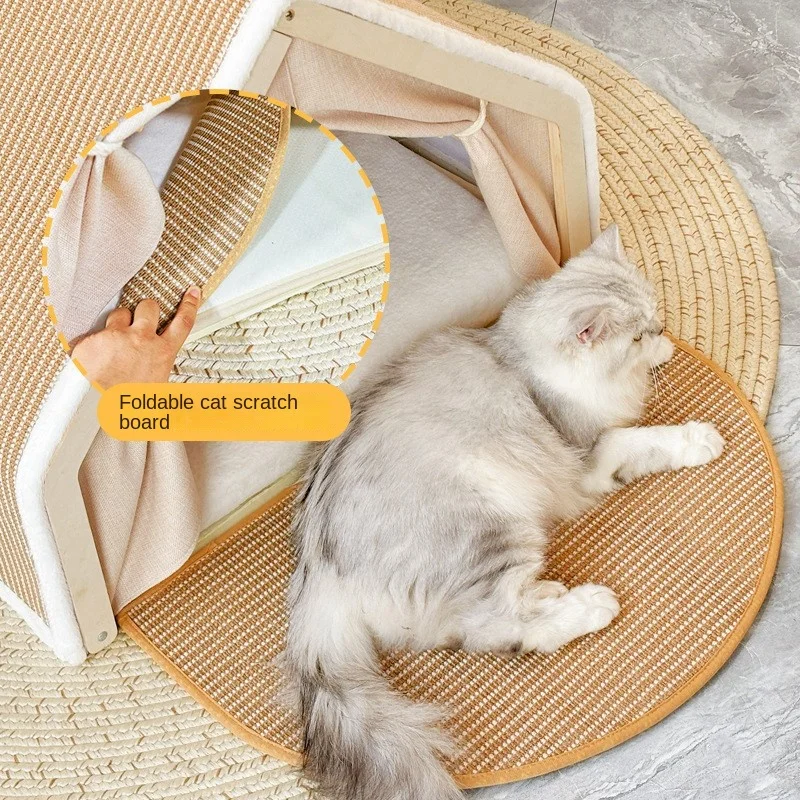 Cat Nest Winter Warmth Cat Villa Cat House Shell Semi Enclosed Sleeping Bag Cat Scratch Board No Dropping Sisal Cat Tent