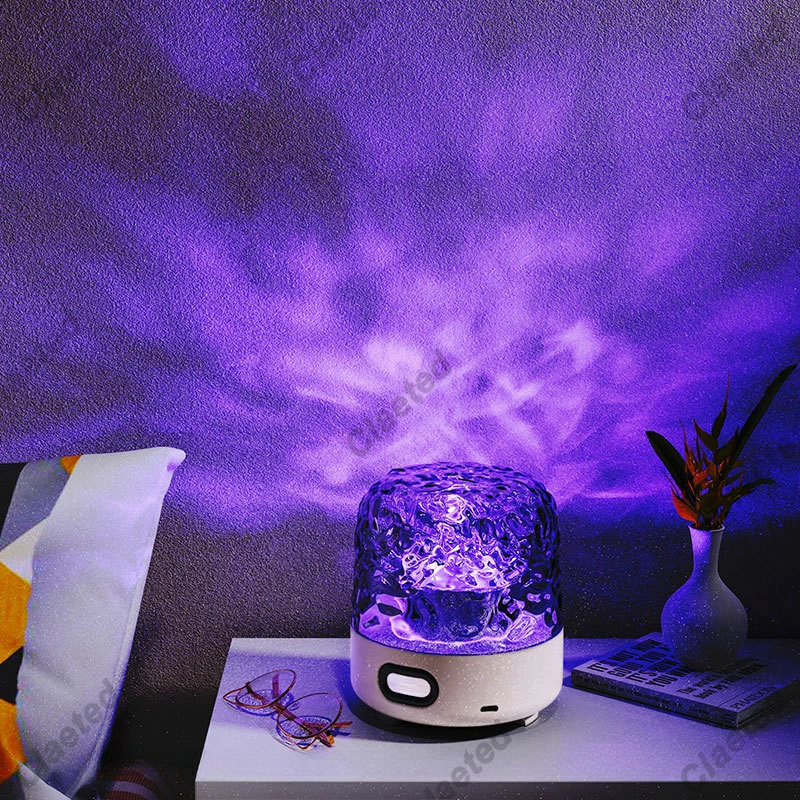 New Bedside Night Light with Bluetooth Speaker Water Pattern Projection Small Table Lamp Bedroom Romantic Atmosphere Light