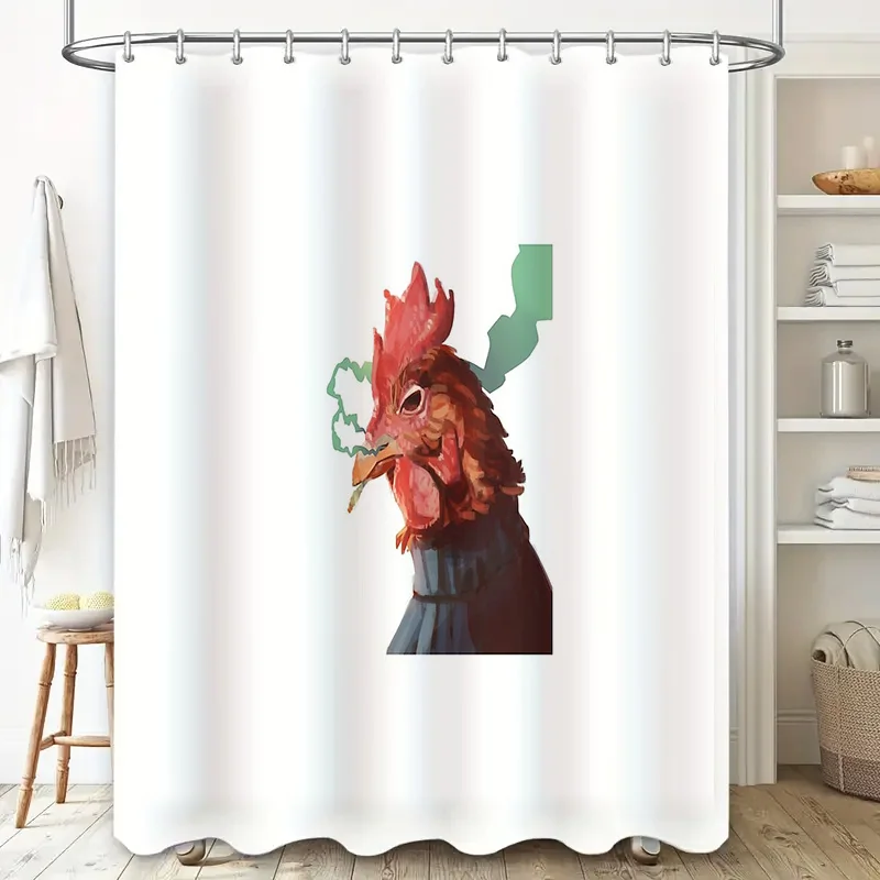 Farmhouse Chicken Shower Curtain Rustic Rooster Bathroom Decor Farm Animal Shower Curtain Vintage Country Shower Curtain Kitchen