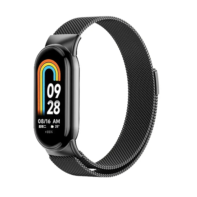 Para xiaomi mi banda 8 9 nfc cinta laço magnético para xiaomi banda inteligente 8 9 pulseira de metal correa banda 8 pulseiras aço inoxidável