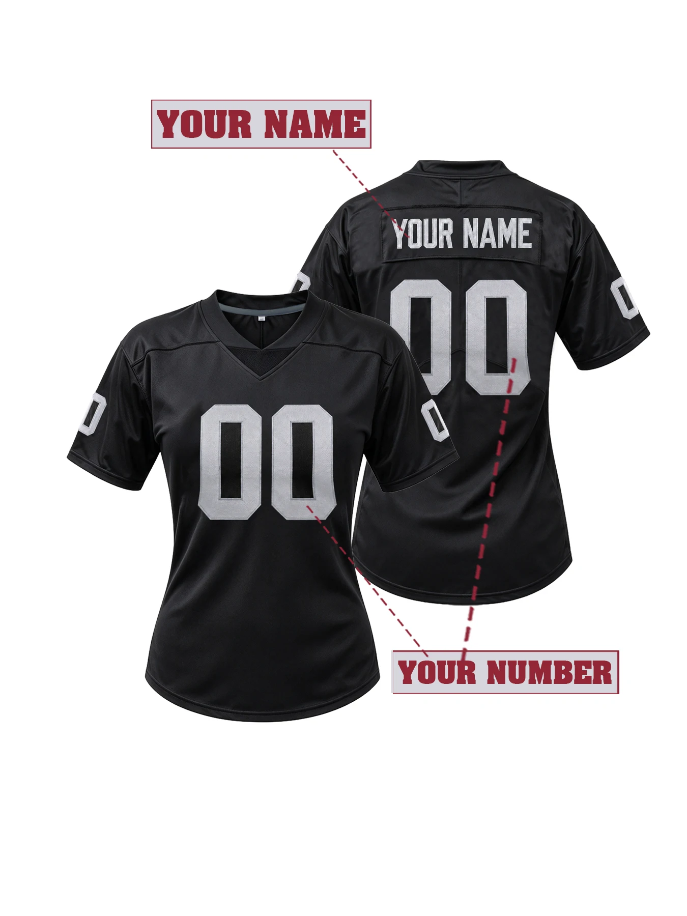 Embroidered Women's Custom Las Vegas Football Jersey Personalized Name & Number V-Neck Short Sleeve Game Day Casual Fan Shirt