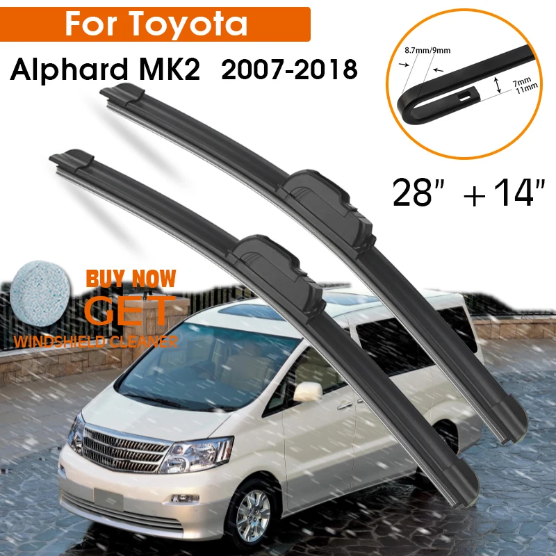 Car Wiper Blade For Toyota Alphard MK2 2008-2015 Windshield Rubber Silicon Refill Front Window Wiper 28"+14" LHD RHD Accessories