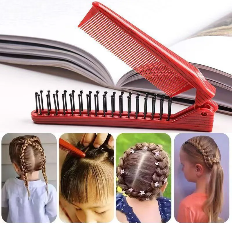 مشط صغير قابل للطي أدوات تصفيف الشعر المحمولة البلاستيك الفتيات أداة تجديل الشعر تدليك فروة الرأس مشط السفر تصفيف فرش الملحقات