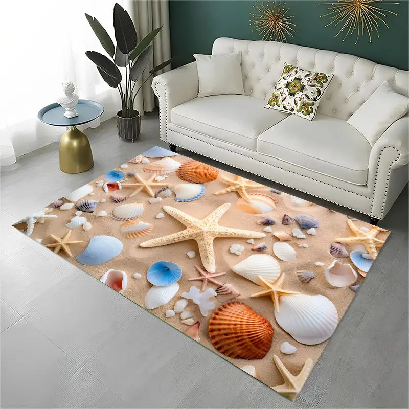 Tropical Beach Starfish Shell Sea Star Large Area Rug Non-slip Carpet for Bedroom Living Room Sofa Doormat Home Decor Floor Mat - view 3