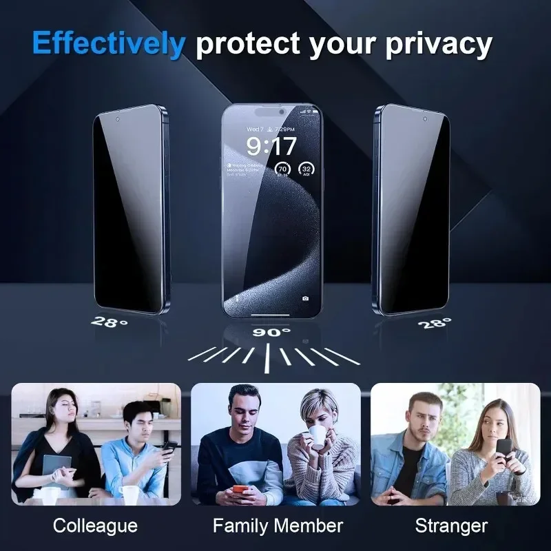 Protector de pantalla de privacidad para IPhone, vidrio templado antiespía para modelos 15, 14, 11, 12, 13 Pro Max, 12, 13 Mini, XR, X, XS MAX, 7, 8, 15, 14 Plus, 5 unidades