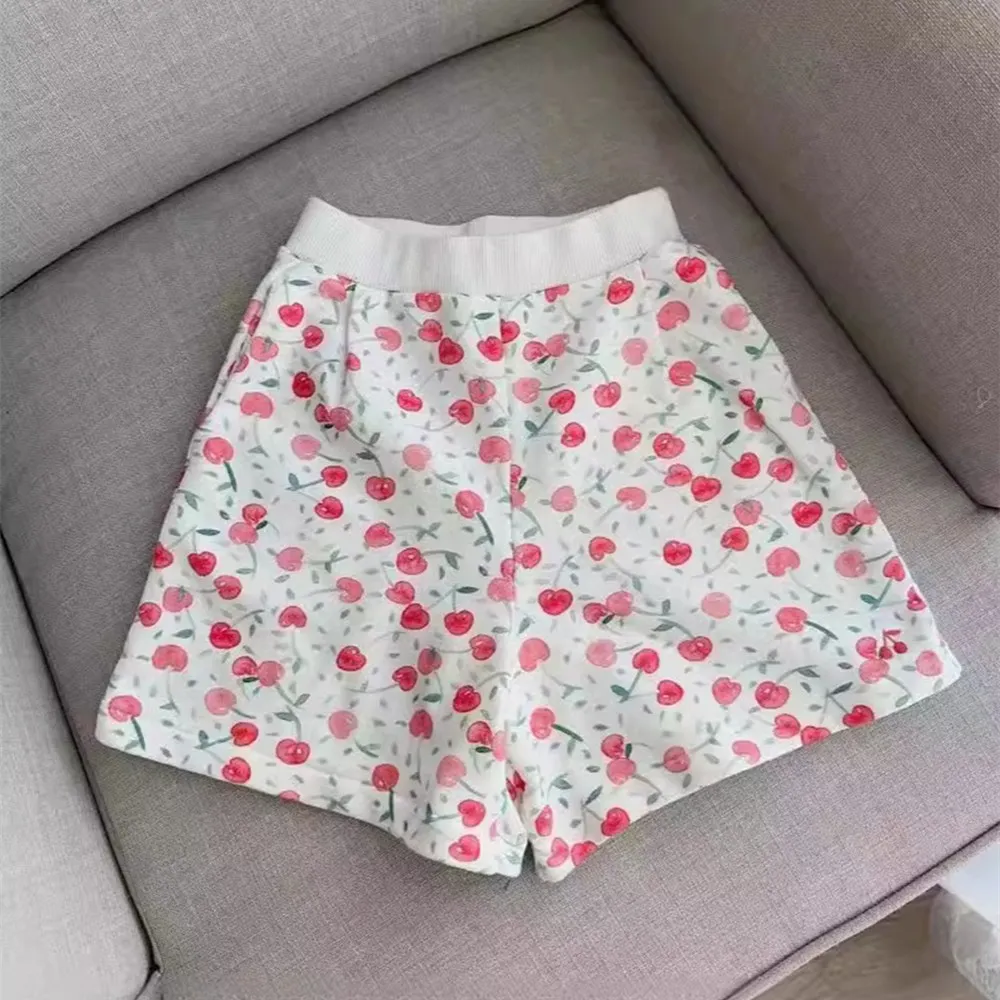 Baby girl clothes kids pants soft casual Full cherry fruit print pattern shorts