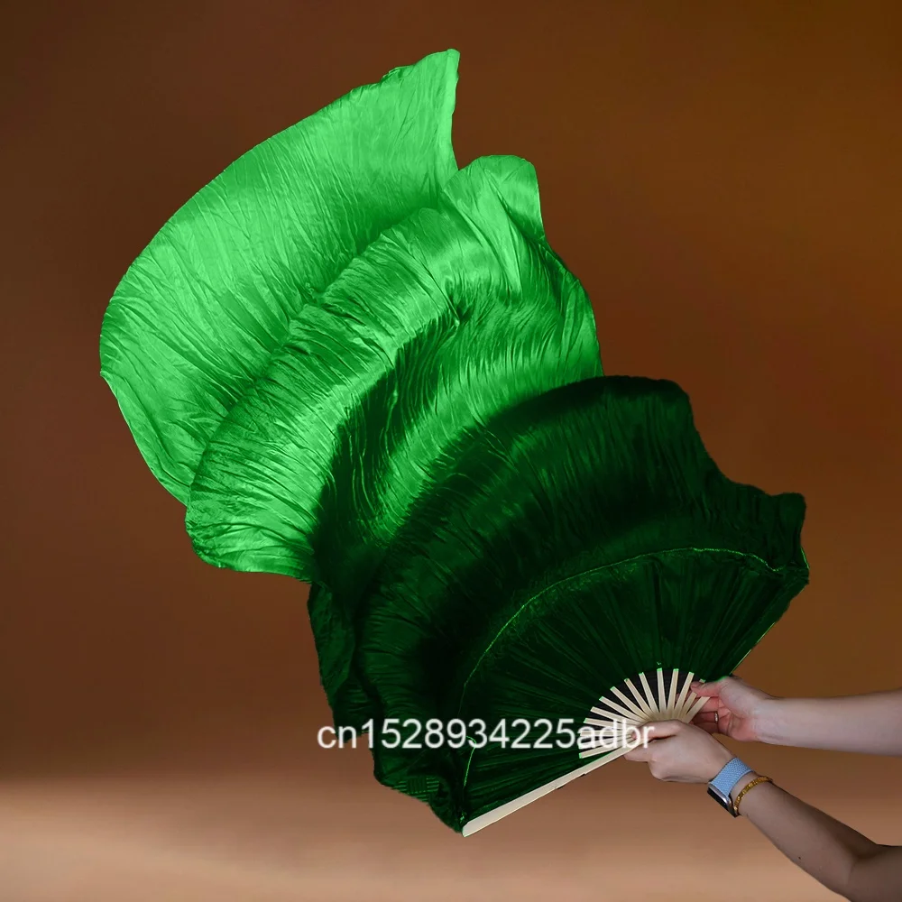 Mulheres dança do ventre seda bambu longo fã véus adereços dança do ventre adoração louvor pastel bandeira verde streamer adultos 180cm outono