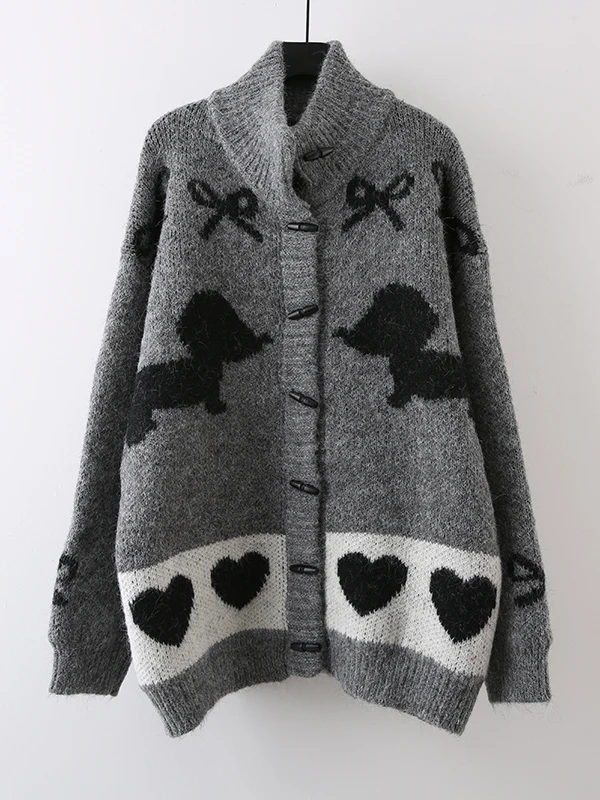 

Корейский пушистый кардиган с пуговицами-рожками для женщин, осенне-зимний, свободный, средней длины, вязаный, теплый, согревающий