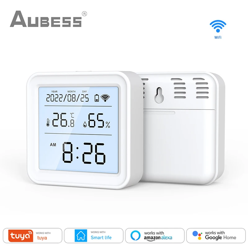 

Tuya WiFi Temperature and Humidity Sensor BatteryPower With LCD Screen Display Via SmartLife App Voice Control Alexa Google Home