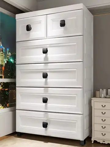 Thickened Storage Cabinet Drawer Type Baby Bedside Table Baby Children's Wardrobe Multi Layer Home Living Room Storage Storage Cupboard