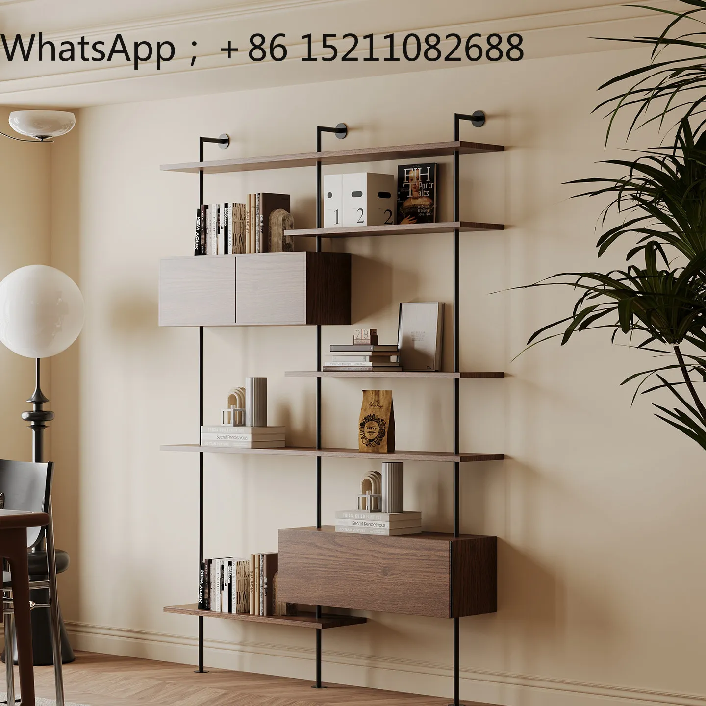 SCY minimalist bookshelf antique removable locker living room display wrought iron shelf
